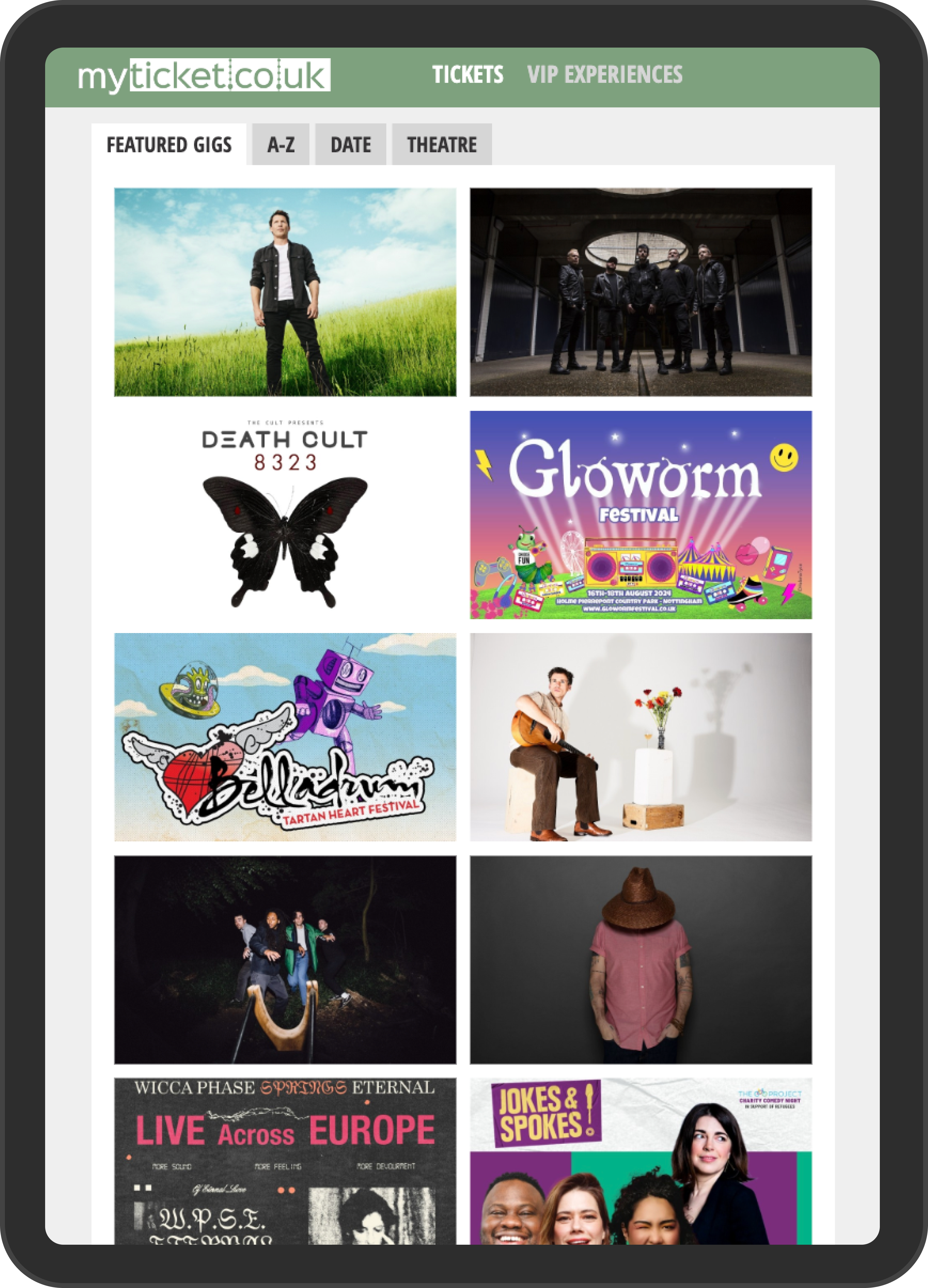 iPad displaying myTicket website.