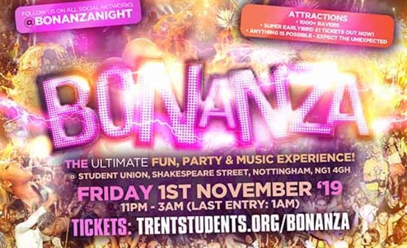Bonanza Tickets Nottingham Trent Students Union, Nottingham 31/01