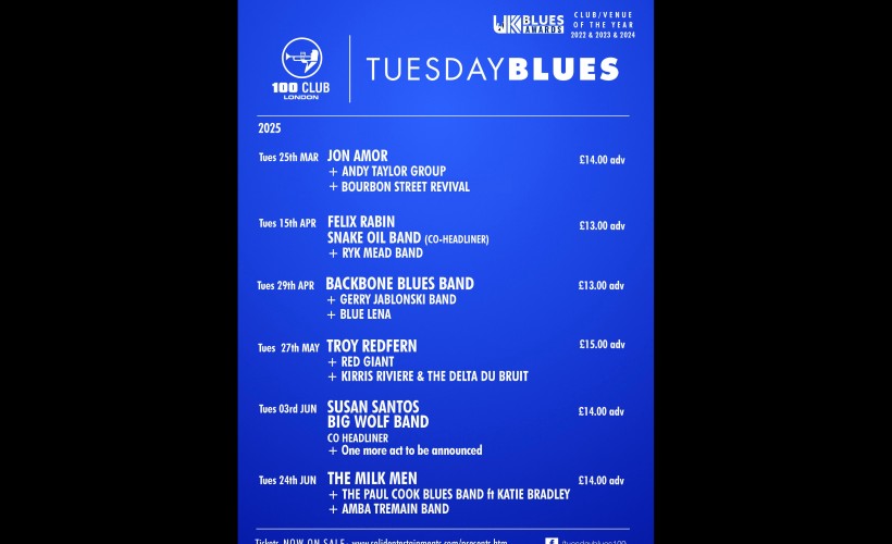 London 100 Club Tuesday Blues tickets