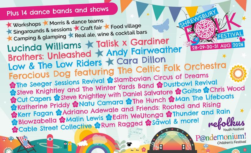 Shrewsbury Folk Festival 2026  at West Midlands Showground, Shrewsbury