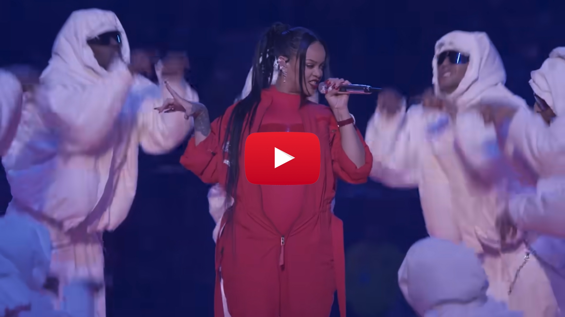 Rihanna performing at the Super Bowl