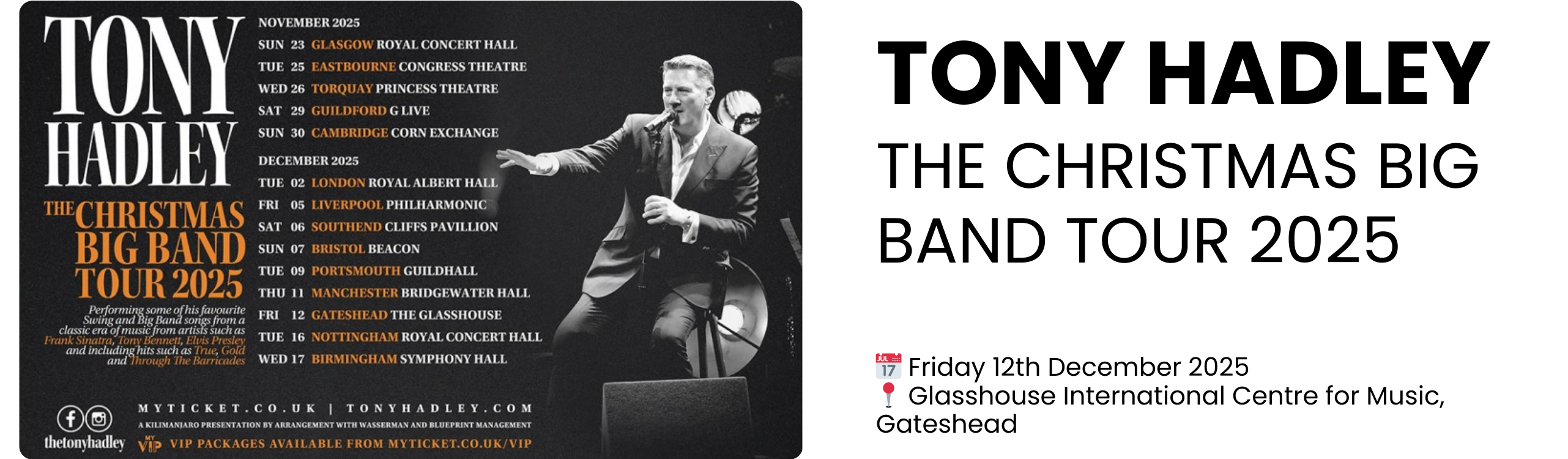 TONY HADLEY The CHRISTMAS BIG BAND TOUR 2025  📅 Friday 12th December 2025 📍 Glasshouse International Centre for Music, Gateshead 