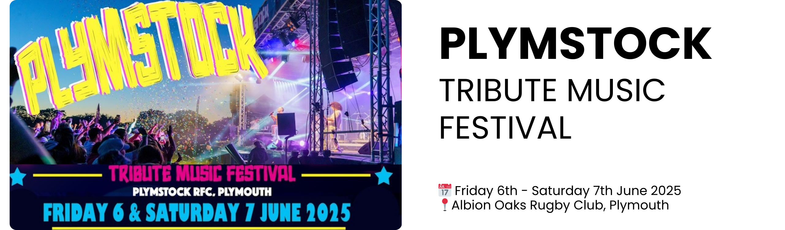 PLYMSTOCK tribute music festival  📅 Friday 6th - Saturday 7th June 2025 📍Albion Oaks Rugby Club, Plymouth