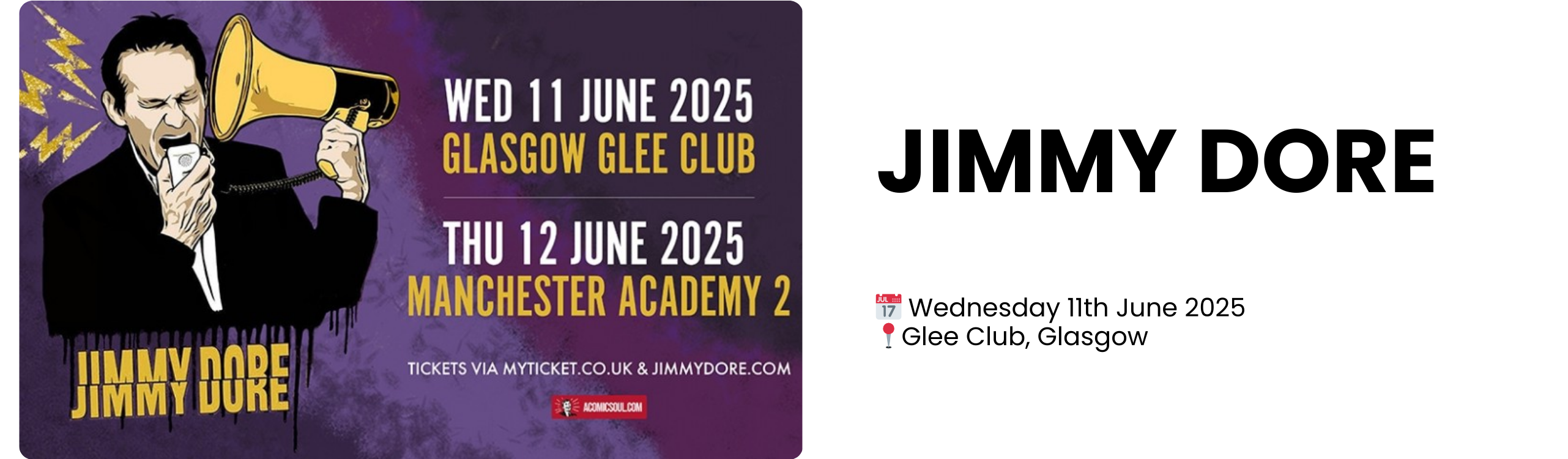 jimmy dore  📅 Wednesday 11th June 2025 📍Glee Club, Glasgow