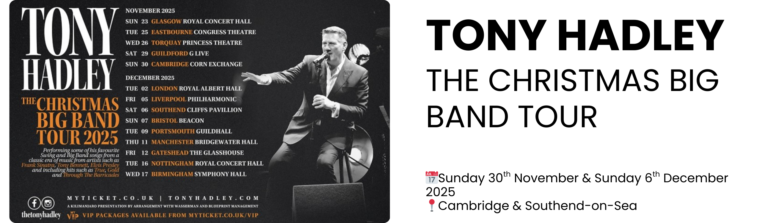 tony hadley the christmas big band tour  📅Sunday 30th November & Sunday 6th December 2025 📍Cambridge & Southend-on-Sea