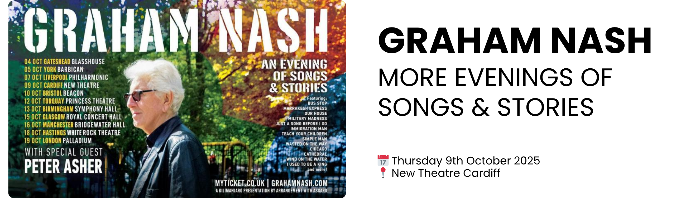 graham nash more evenings of songs & stories  📅 Thursday 9th October 2025 📍 New Theatre Cardiff