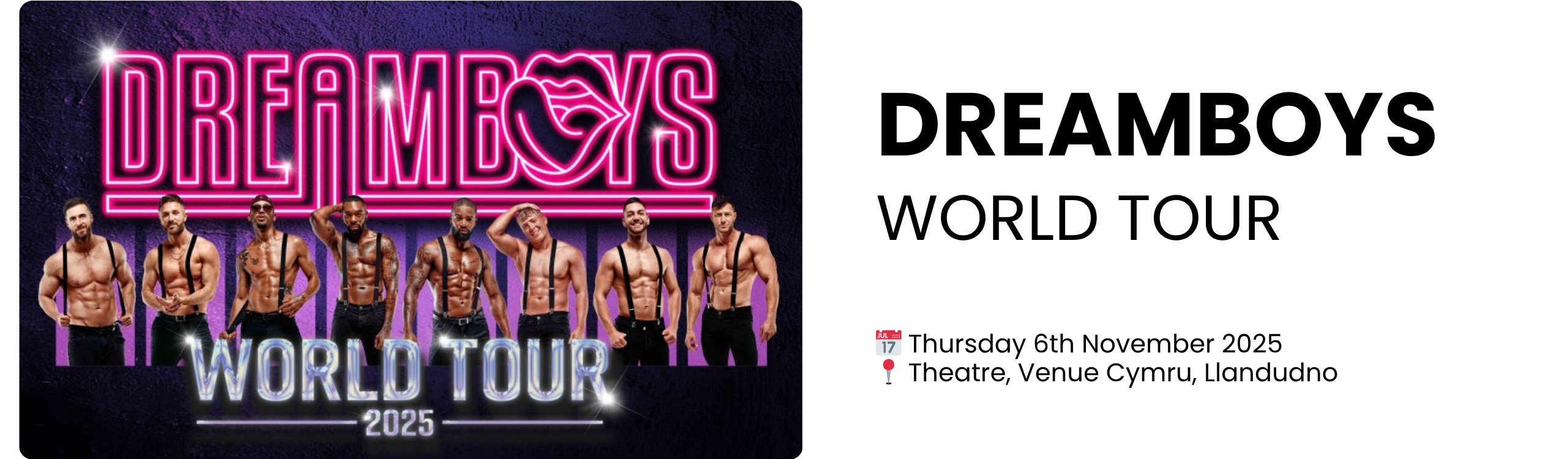 dreamboys world tour  📅 Thursday 6th November 2025 📍 Theatre, Venue Cymru, Llandudno