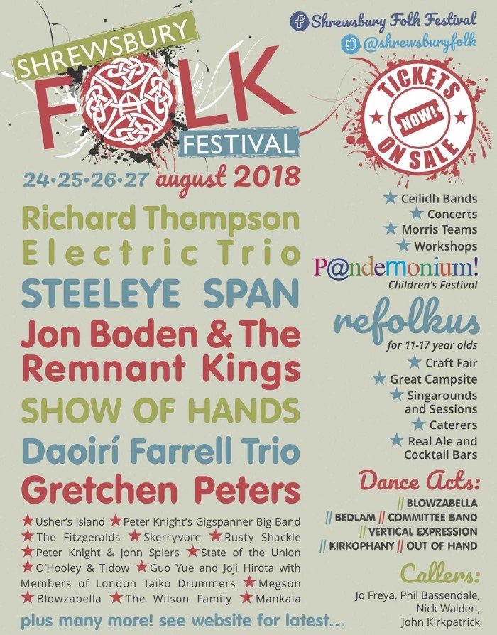 Shrewsbury Folk Festival 2018 Tickets - West Midlands Showground ...