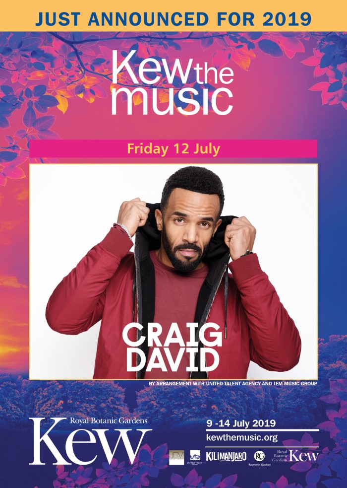 Kew The Music 2019 Craig David Tickets Kew Gardens, London 12/07