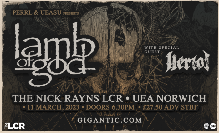 Lamb Of God Tickets - The Nick Rayns Lcr, Uea, Norwich - 11 03 2023 18:30