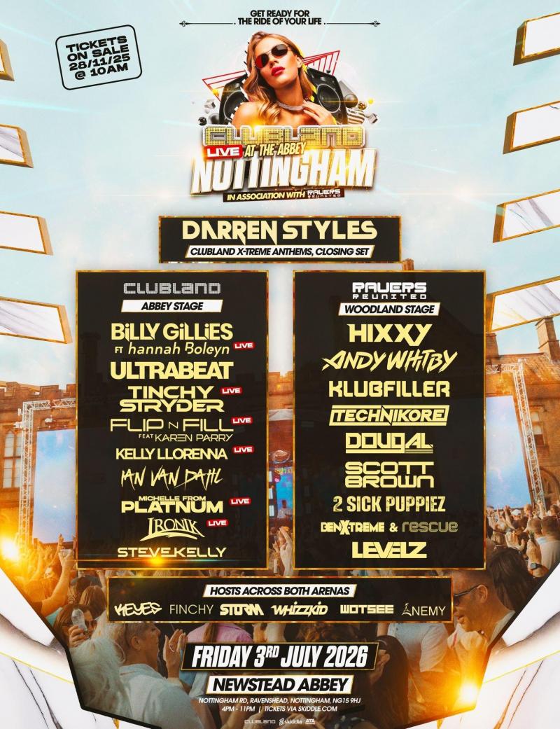 Clubland Live Tickets - Newstead Abbey, Nottingham - 03/07/2026 16:00