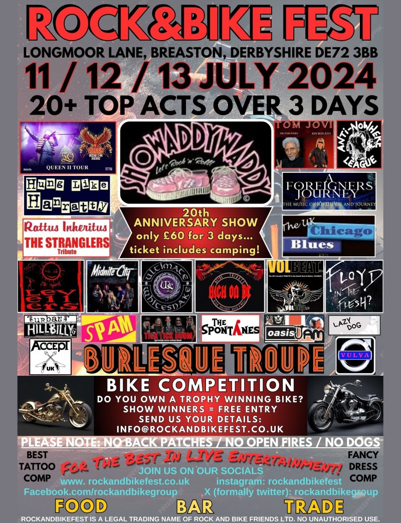 Rock and Bike Fest 2024 Tickets Longmoor Lane, Breaston, Derbyshire