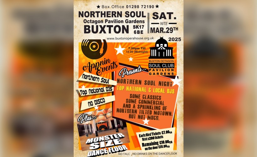 Buxton Octagon Soul Club NORTHERN SOUL NIGHT   at Octagon Pavilion Gardens, Buxton