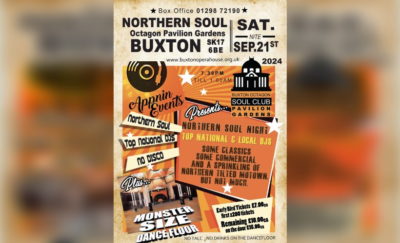 Buxton Octagon Soul Club NORTHERN SOUL NIGHT   at Octagon Pavilion Gardens, Buxton