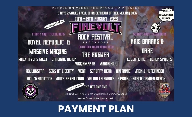 Firevolt (Manchester) Rock Festival 2023 - Payment Plan  at Whitebottom Farm, Stockport