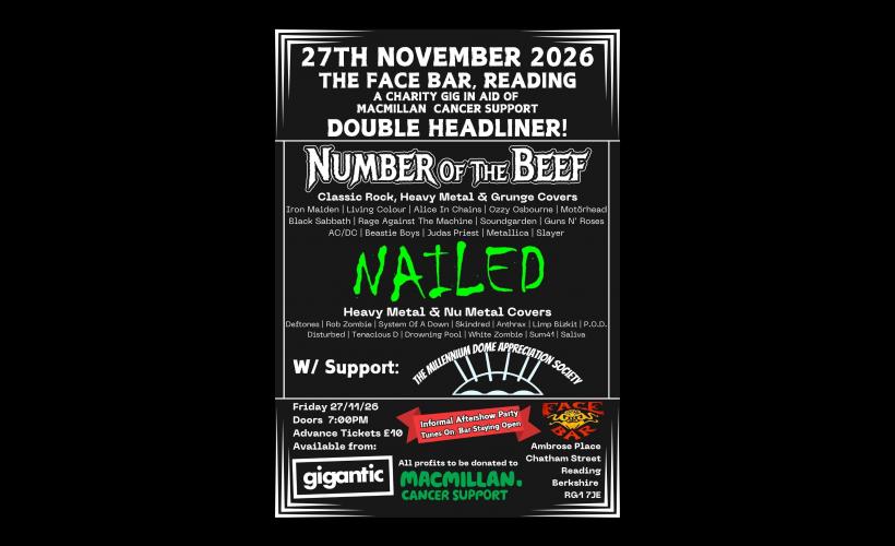 Number Of The Beef & Nailed - A Charity Gig In Aid Of Macmillan  at The Face Bar, Reading