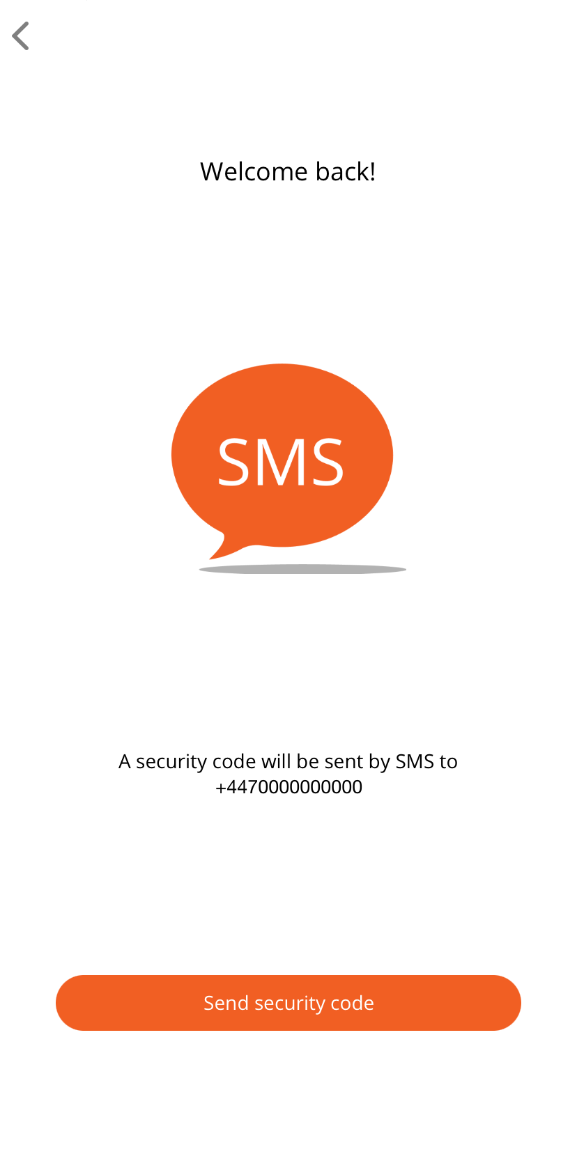 6. Enter the security code you have received by text message